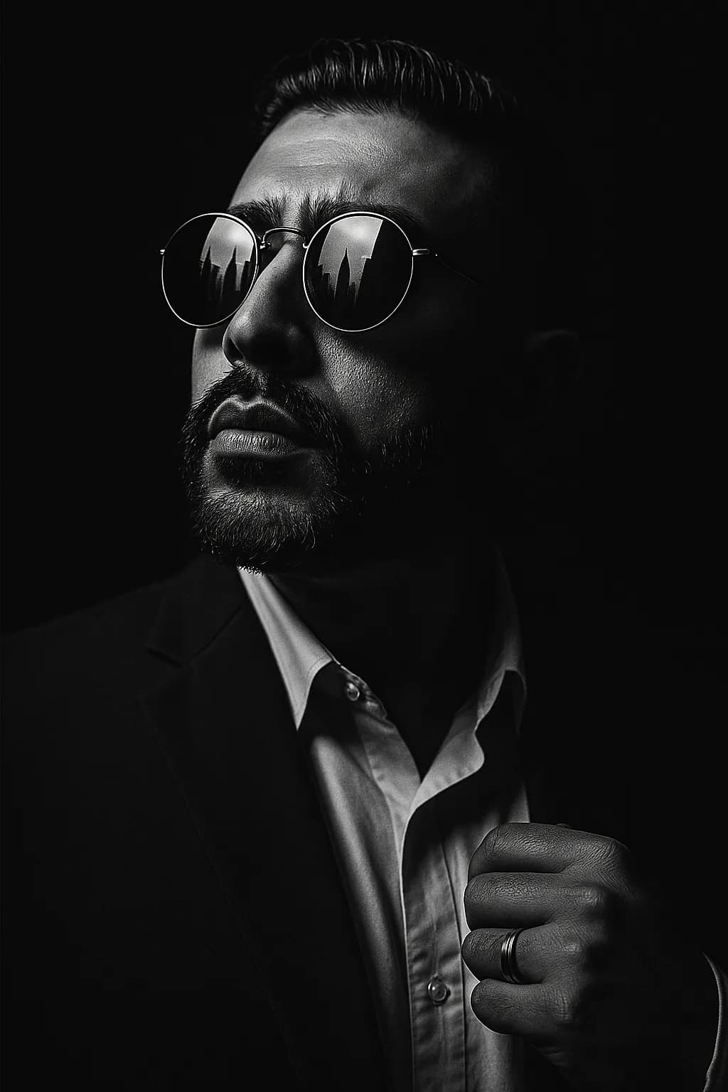 Dramatic Black & White Cinematic Portrait