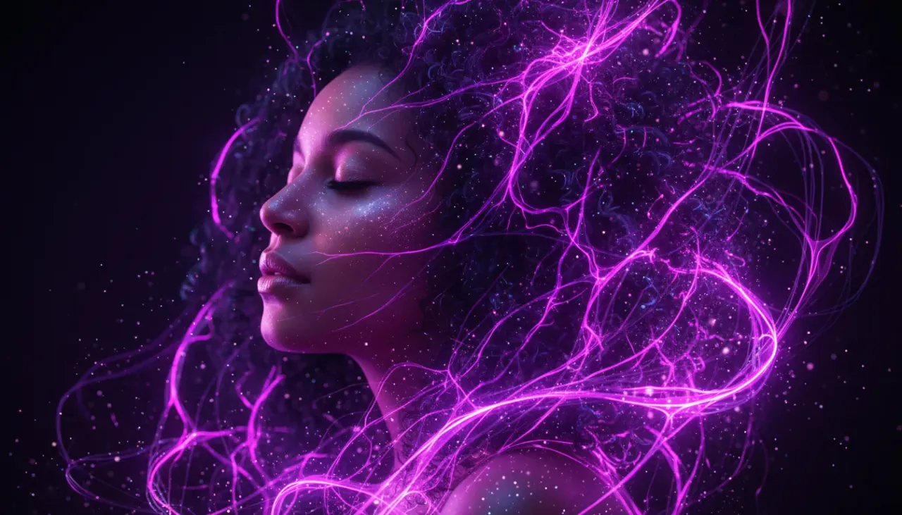 Neon Bioluminescent Cyberpunk Profile Portrait