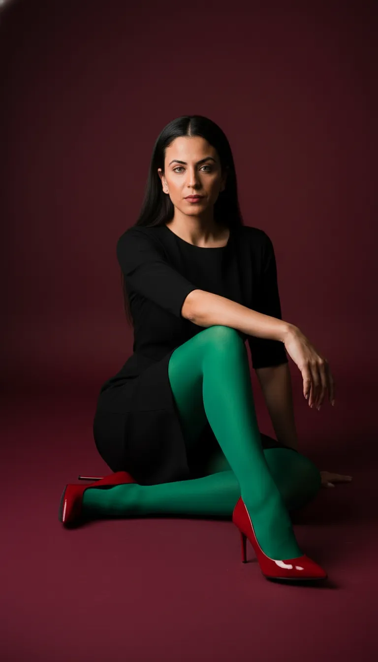 High-Fashion Editorial Color Contrast Floor Pose Template