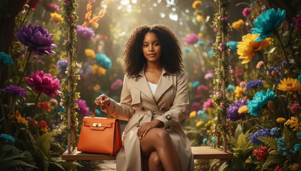 Fashion Editorial Portrait in Lush Botanical Garden