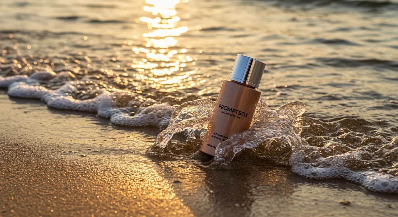 Cinematic product close-up on the beach