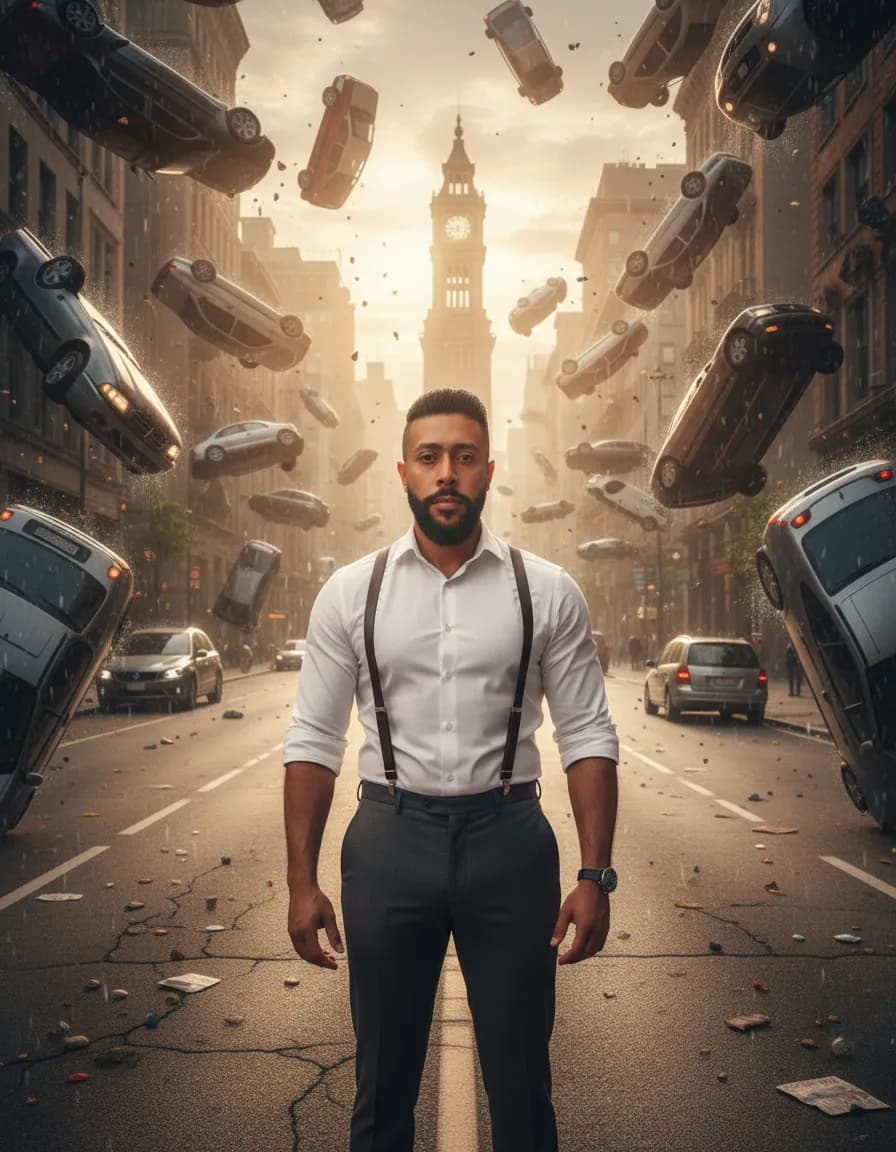 Magical Realism Cinematic Time-Frozen Street Portrait Template