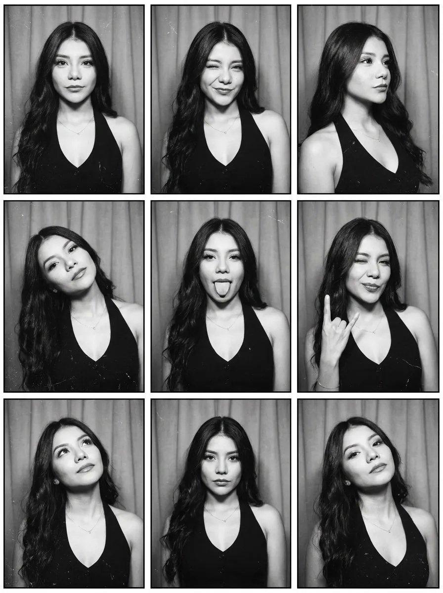 Vintage Photo Booth Collage — Monochrome Editorial Portraits