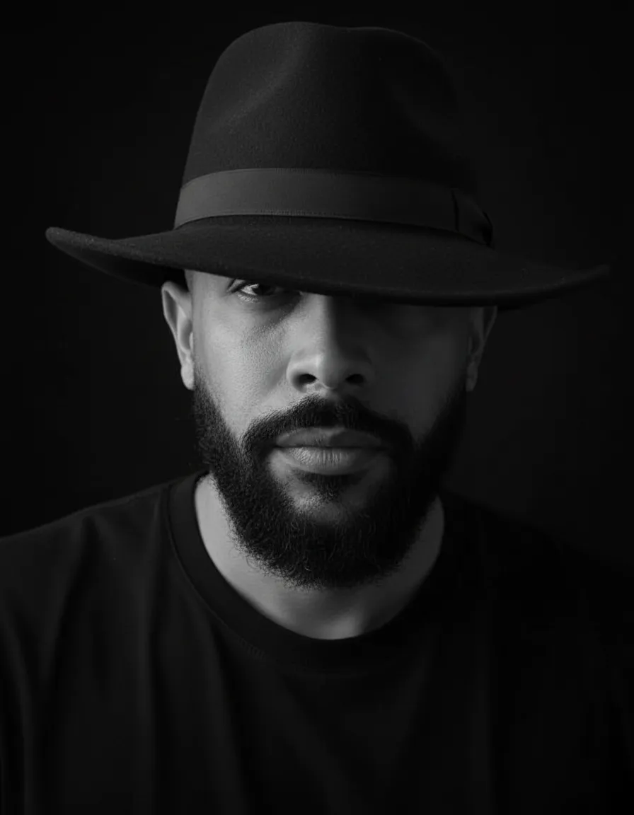 Hyper-Realistic Low-Key Fine Art Male Close-Up Portrait Template