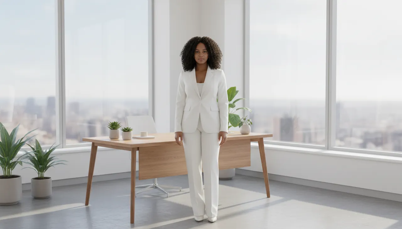 Executive Portrait of Woman in White Suit with Natural Light - Imagem 1