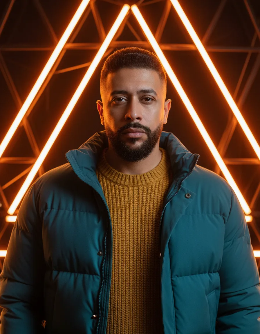 Cinematic Urban Neon Fashion Editorial Portrait Template