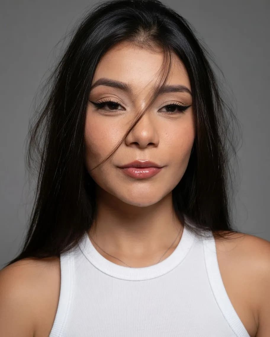 High-Resolution Editorial Beauty Selfie with Euphoria Makeup - Imagem 1