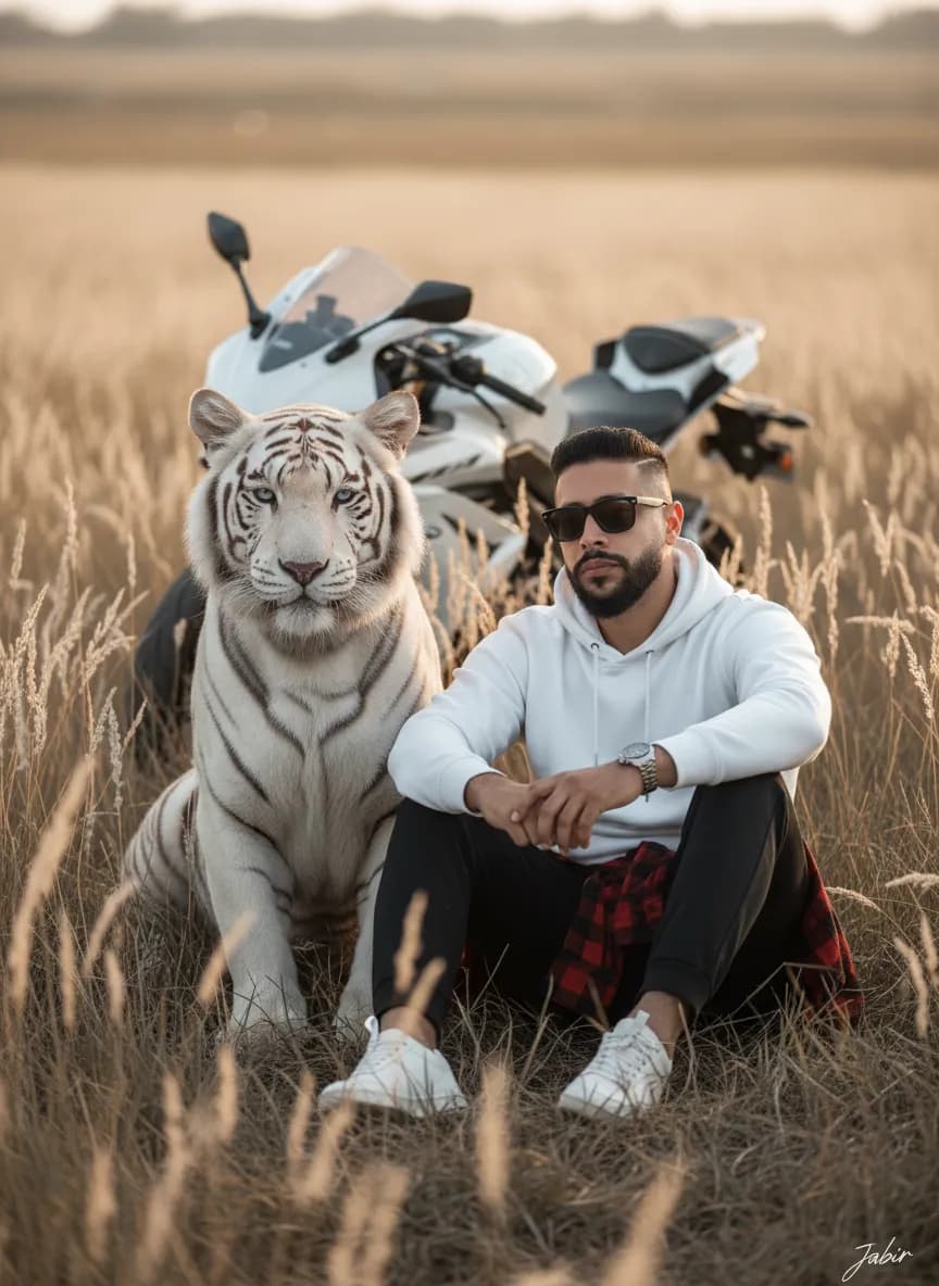Ultra-Realistic Cinematic Tiger & Man Portrait