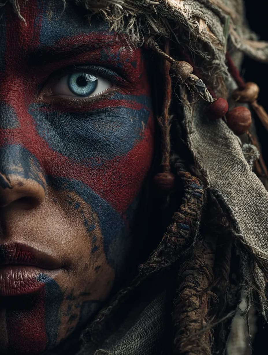 Tribal Cinematic Extreme Close-Up Portrait Template