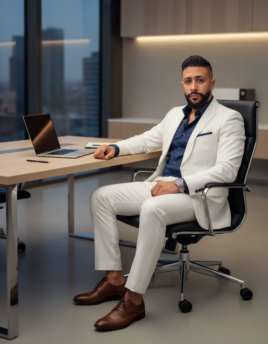 Cinematic Modern Office Fashion Portrait in Ultra-Realistic 8K