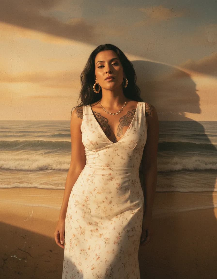 Painted Seascape Golden Hour Portrait