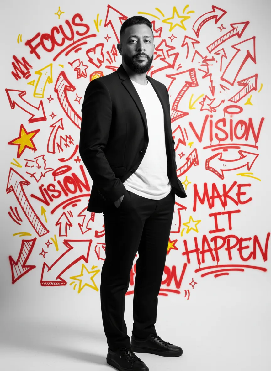 Ultra-Realistic Monochrome Graffiti Studio Portrait