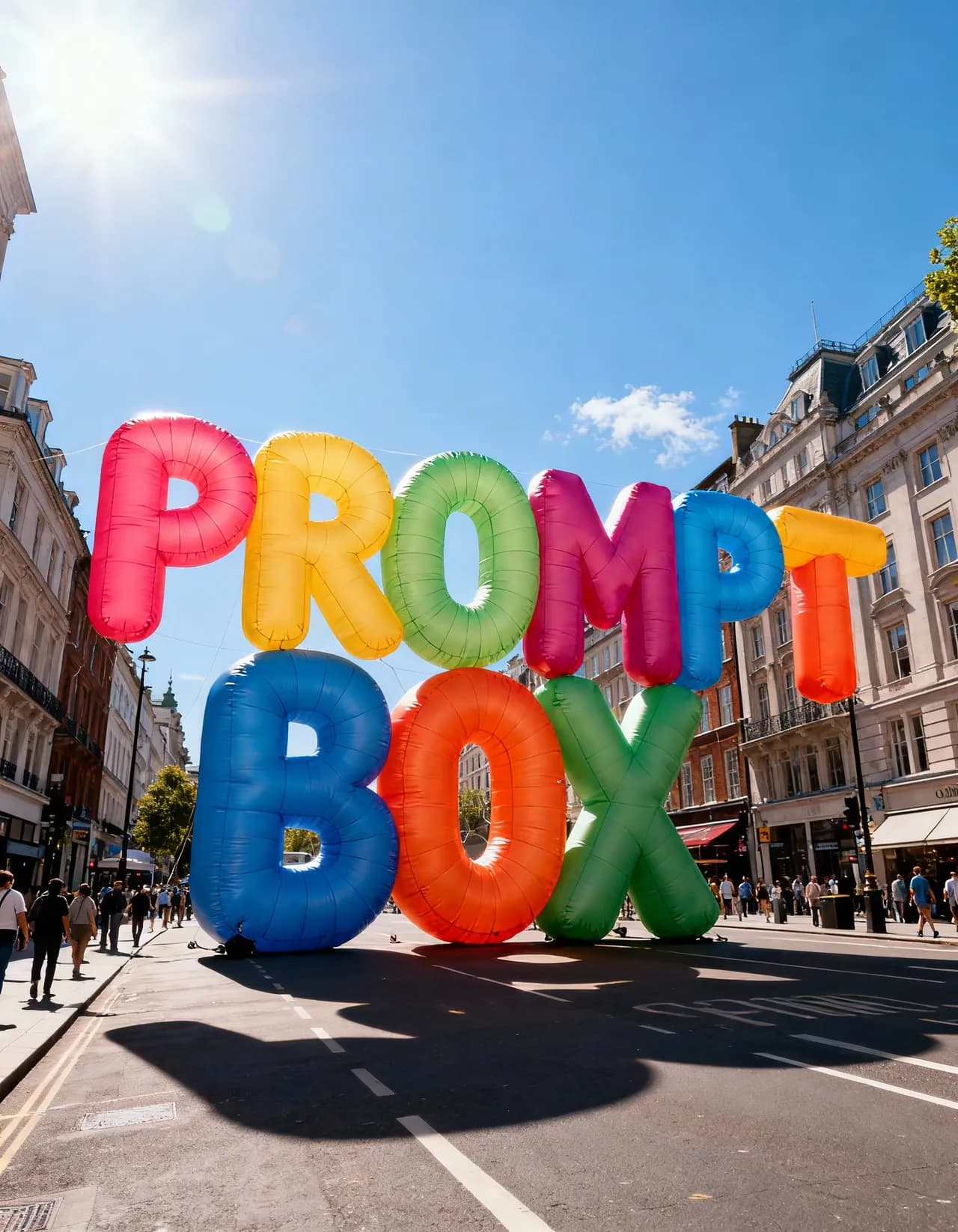 Giant Balloon Letters in City Street
