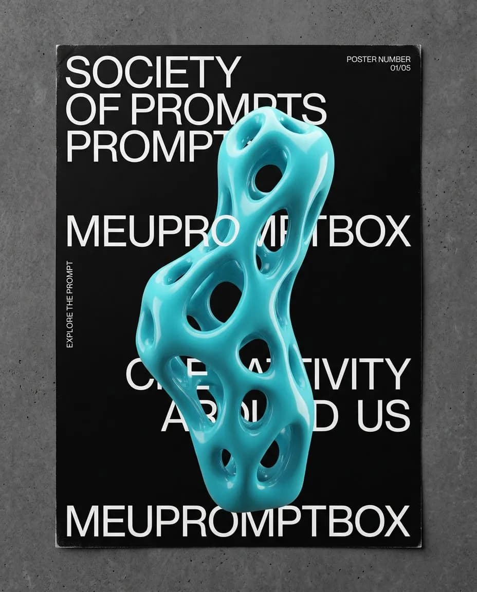 Cinematic 3D Exhibition Poster with Biomorphic Sculptural Form