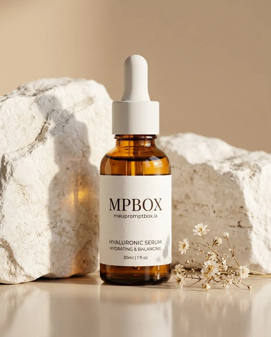 Minimalist Studio Product Photography - Amber Dropper Serum Bottle