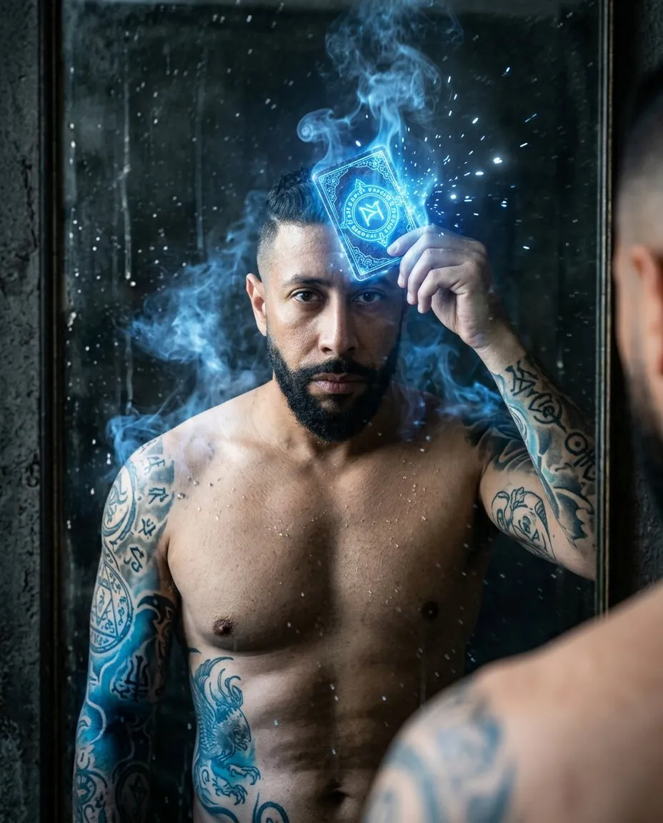 Hyper-Realistic Cinematic Mirror Portrait, Dark Fantasy 4:5