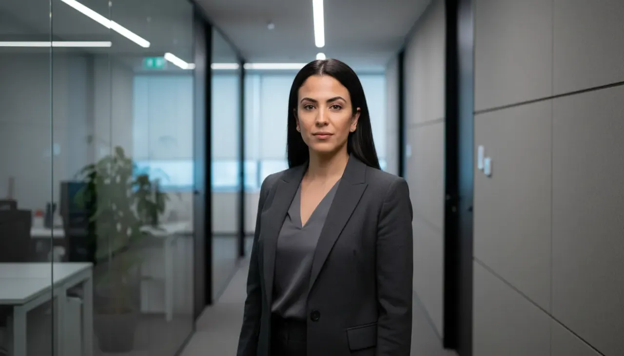 Corporate Portrait of Confident Woman in Modern Office