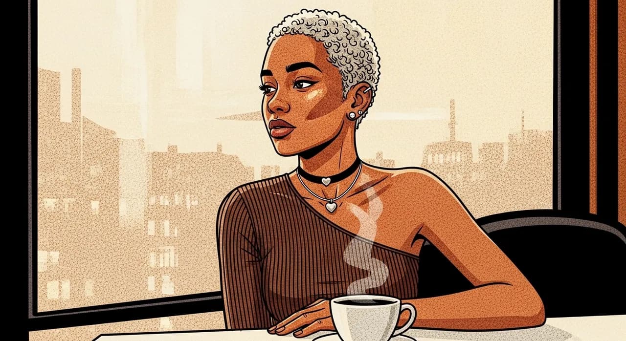 Vintage Comic-Book Café Portrait