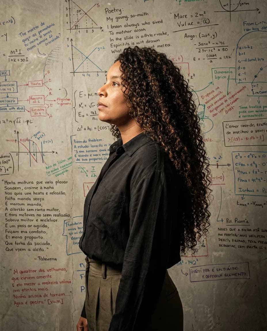 Stylized Full-Body Portrait on Scribbled Wall, Cinematic Illustration