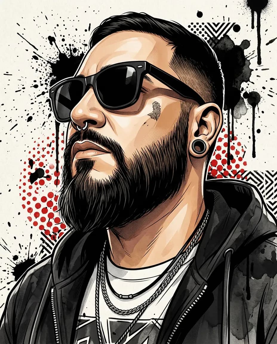 Heroic Urban Portrait, Trash Polka Street-Art Illustration