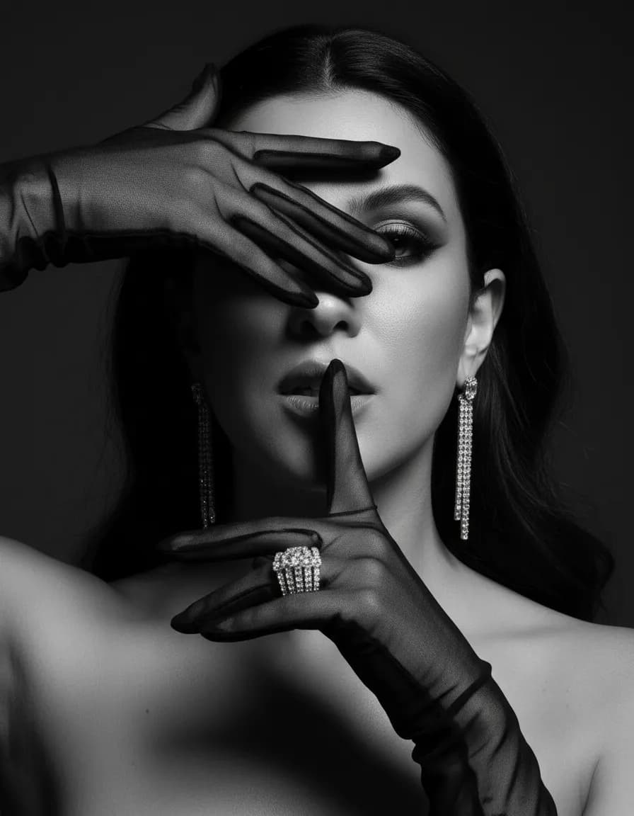 High-Fashion Monochrome Studio Mystery Portrait Template