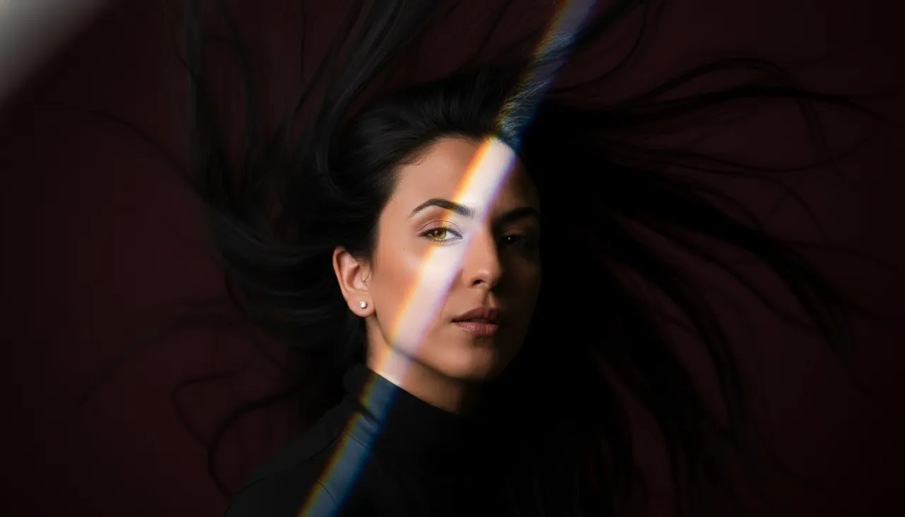 Hard Light Prism Editorial Close-Up Portrait