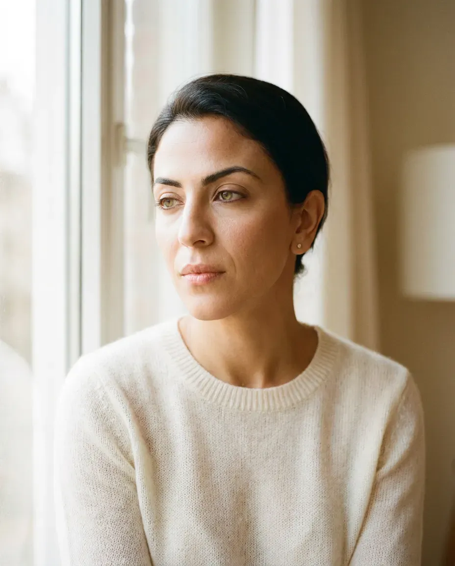 Soft Natural-Light Photorealistic Female Window Portrait