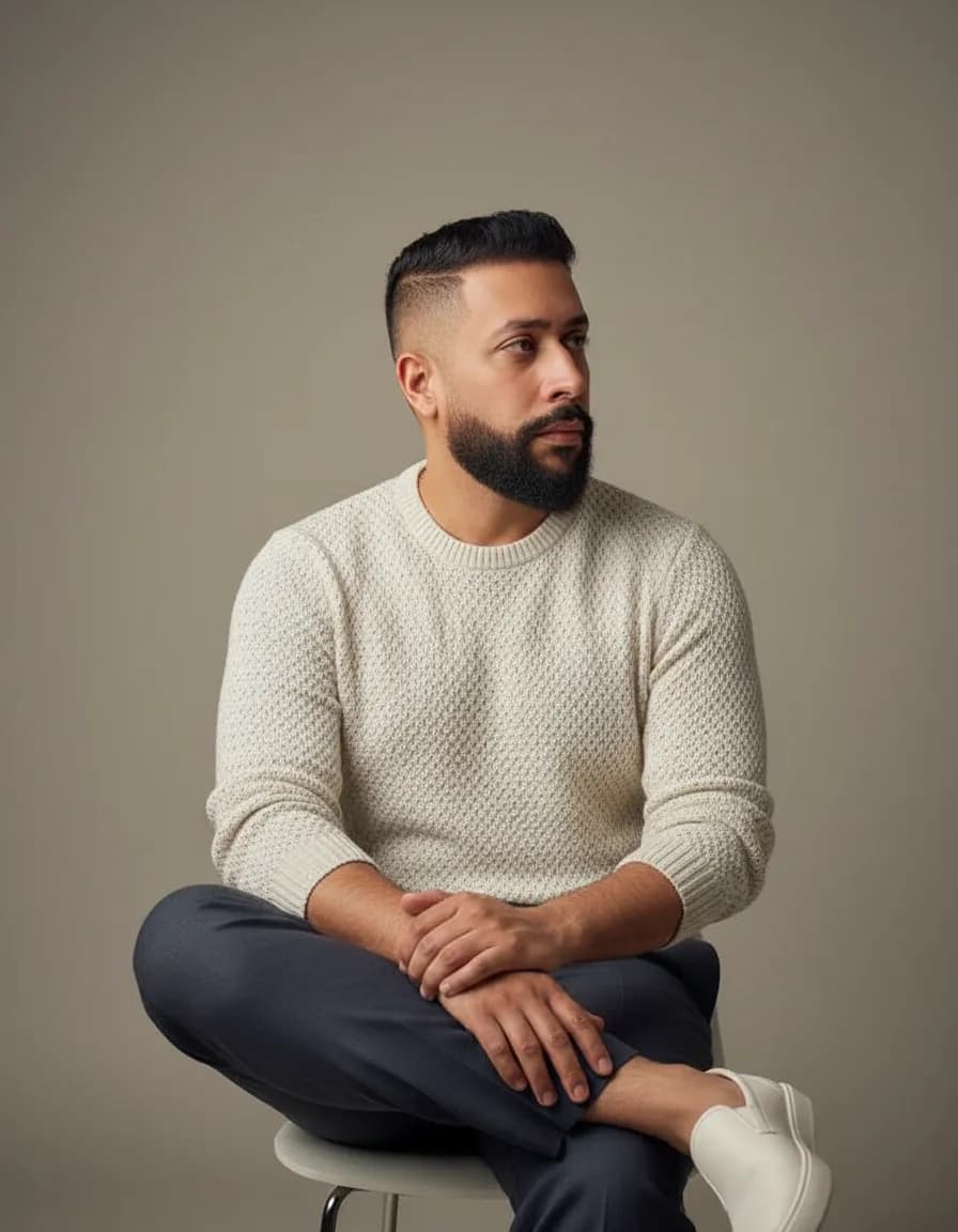 Contemplative Minimalist Editorial Studio Portrait Template