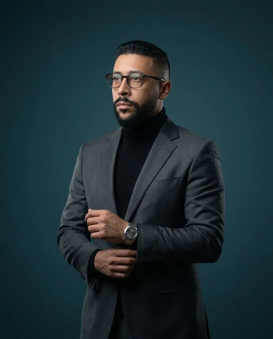 Cinematic Executive Studio Portrait with Face Swap