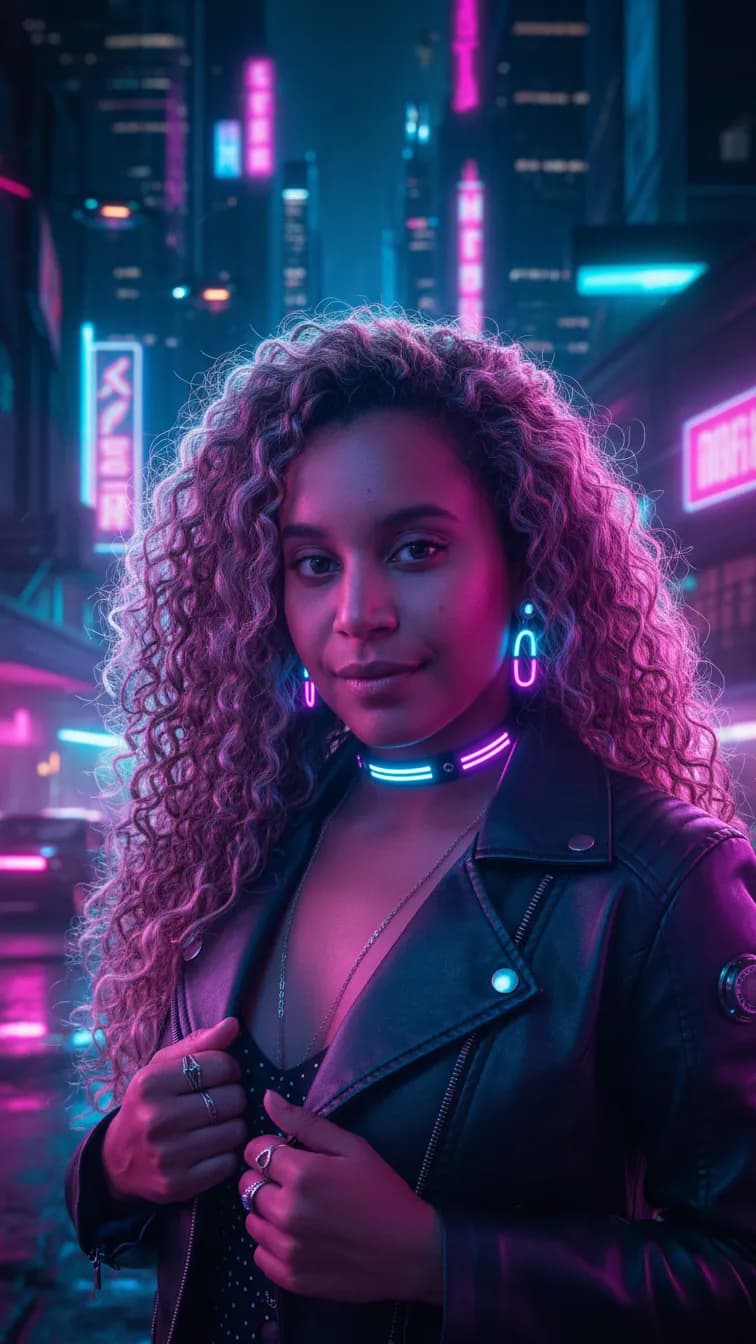 Neon Synthwave Futuristic Editorial Portrait Template
