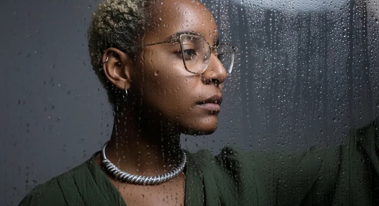 Noir-Inspired Glass Reflection Portrait