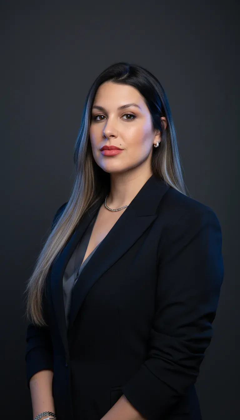 Professional Studio Editorial Portrait with Blue Rim Light