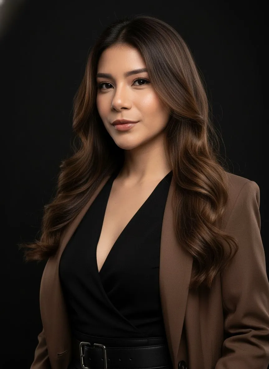 Elegant Female Portrait with Dark Background and Cinematic Lighting