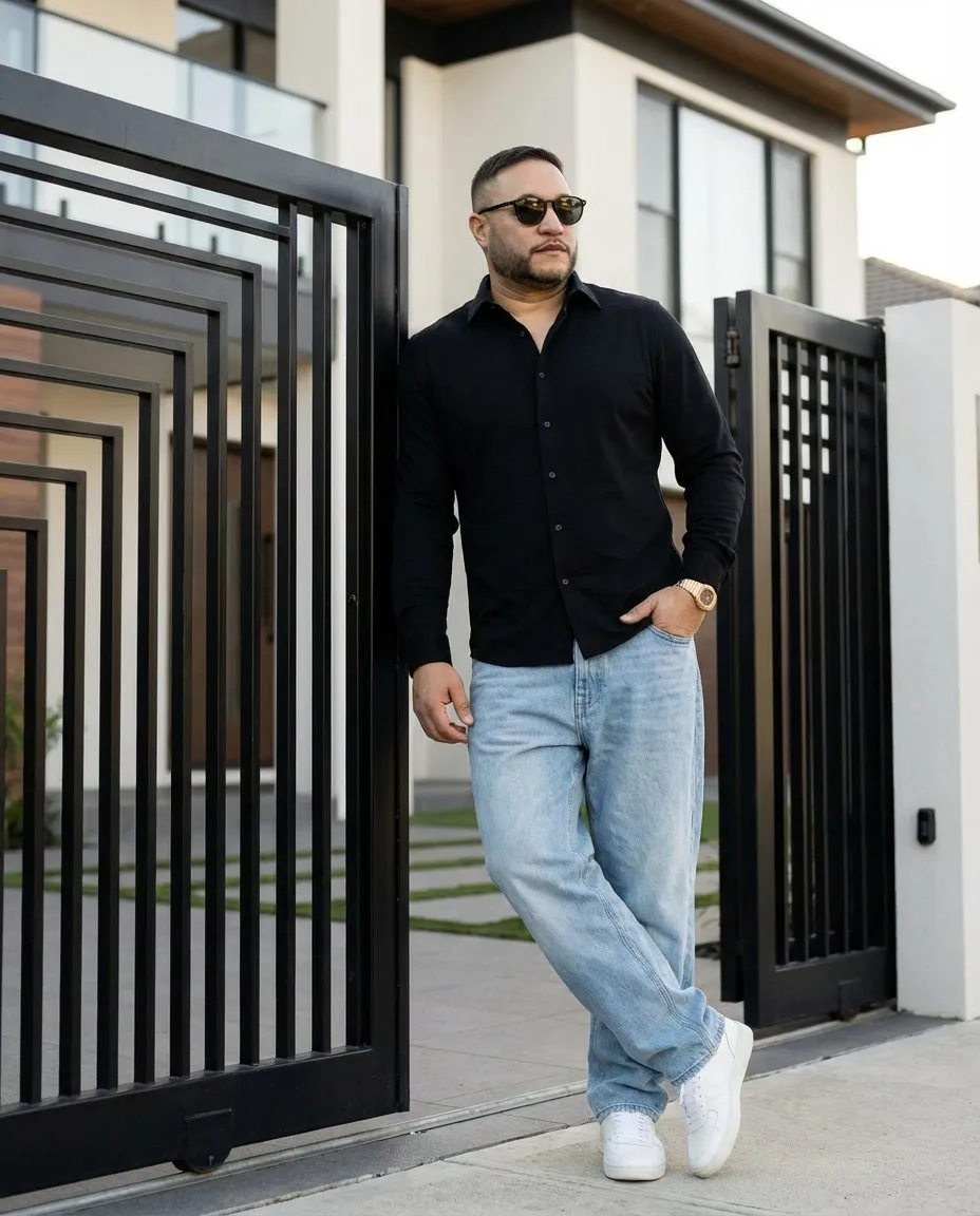 Cinematic Natural-Light Full-Body Portrait of a Stylish Man