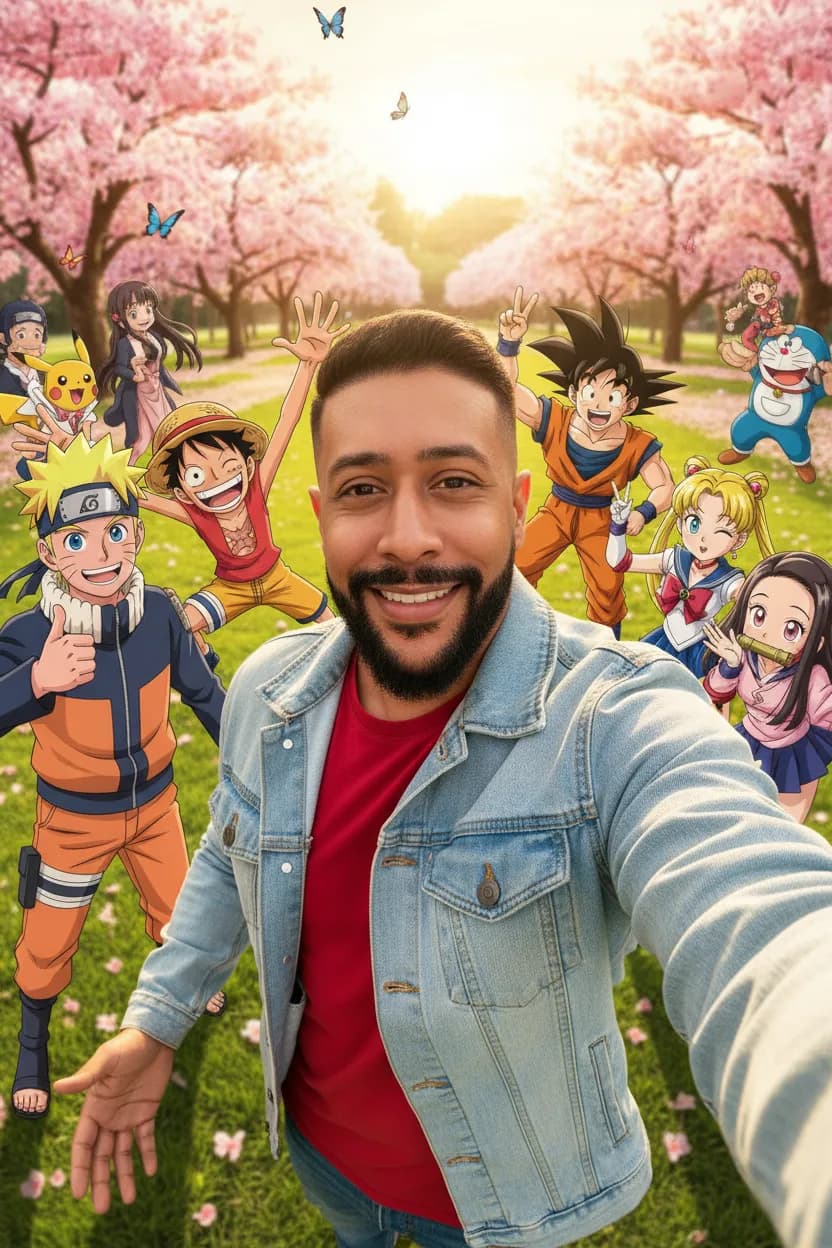 Fisheye Anime Friends Selfie