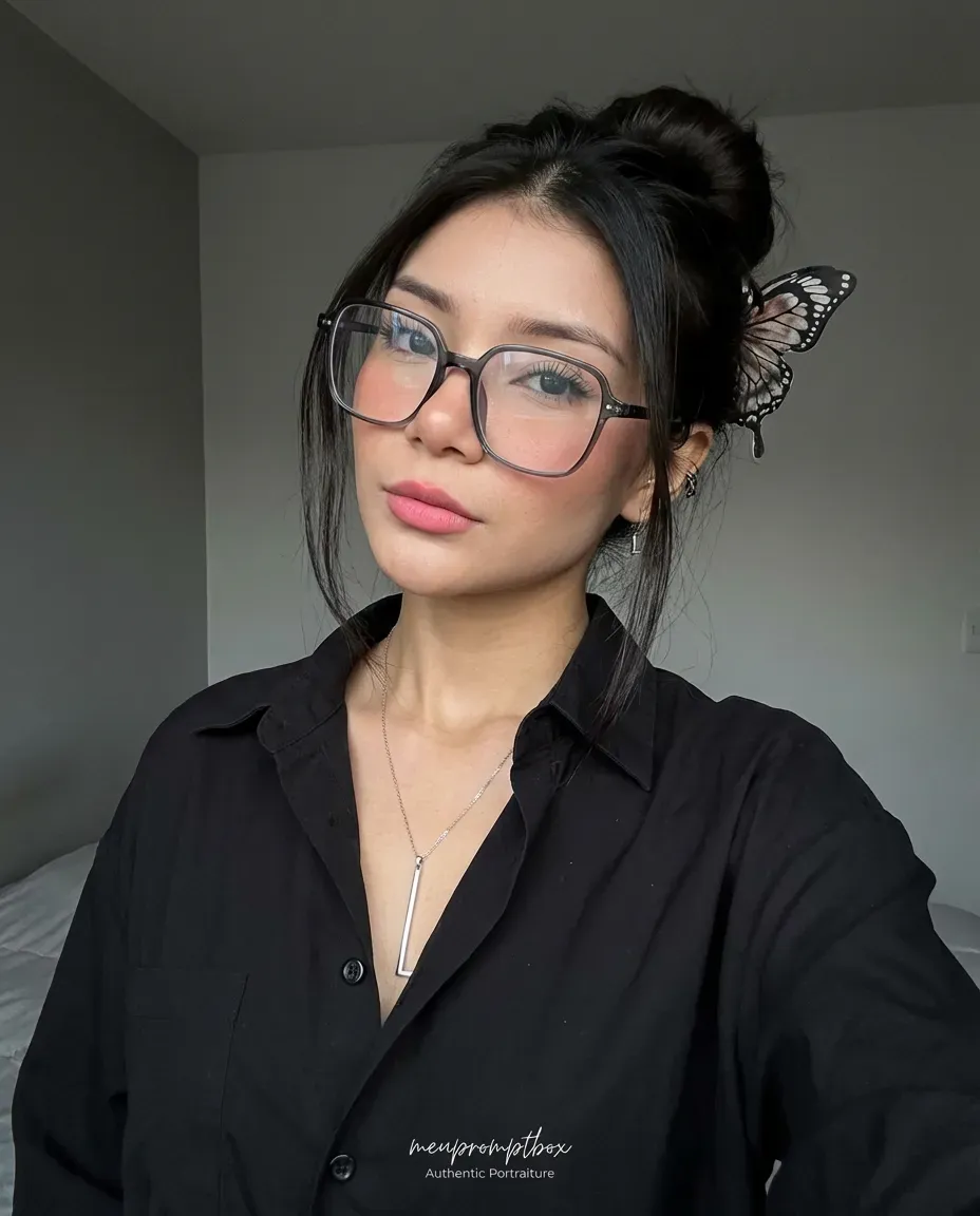 Low-Angle Ultra-Realistic Smartphone Portrait, Intimate Bedroom Aesthetic