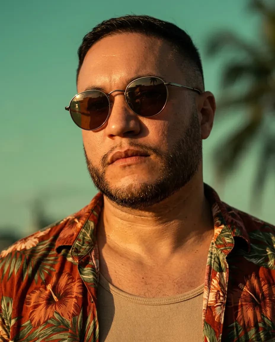 Cinematic Golden-Hour Tropical Portrait Photography