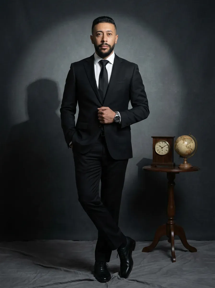 Cinematic Luxury Suit Studio Portrait