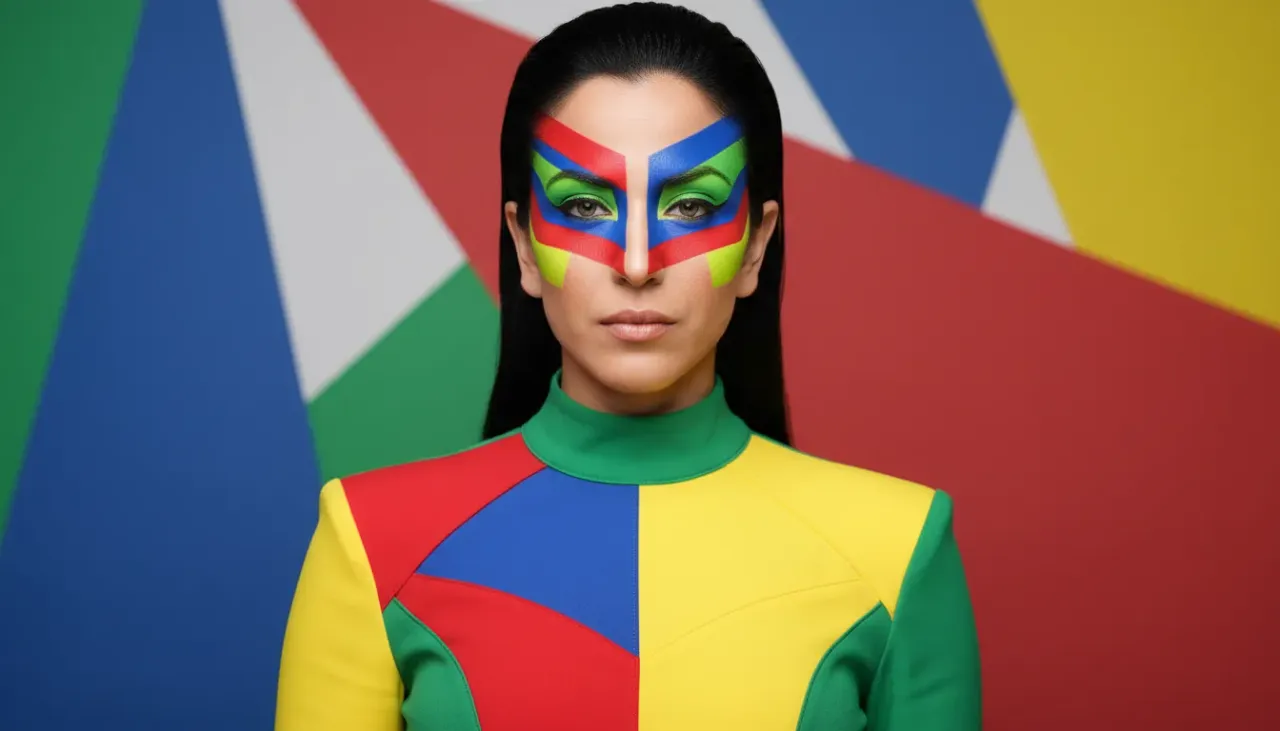 Avant-Garde Geometric Colorblock Fashion Portrait