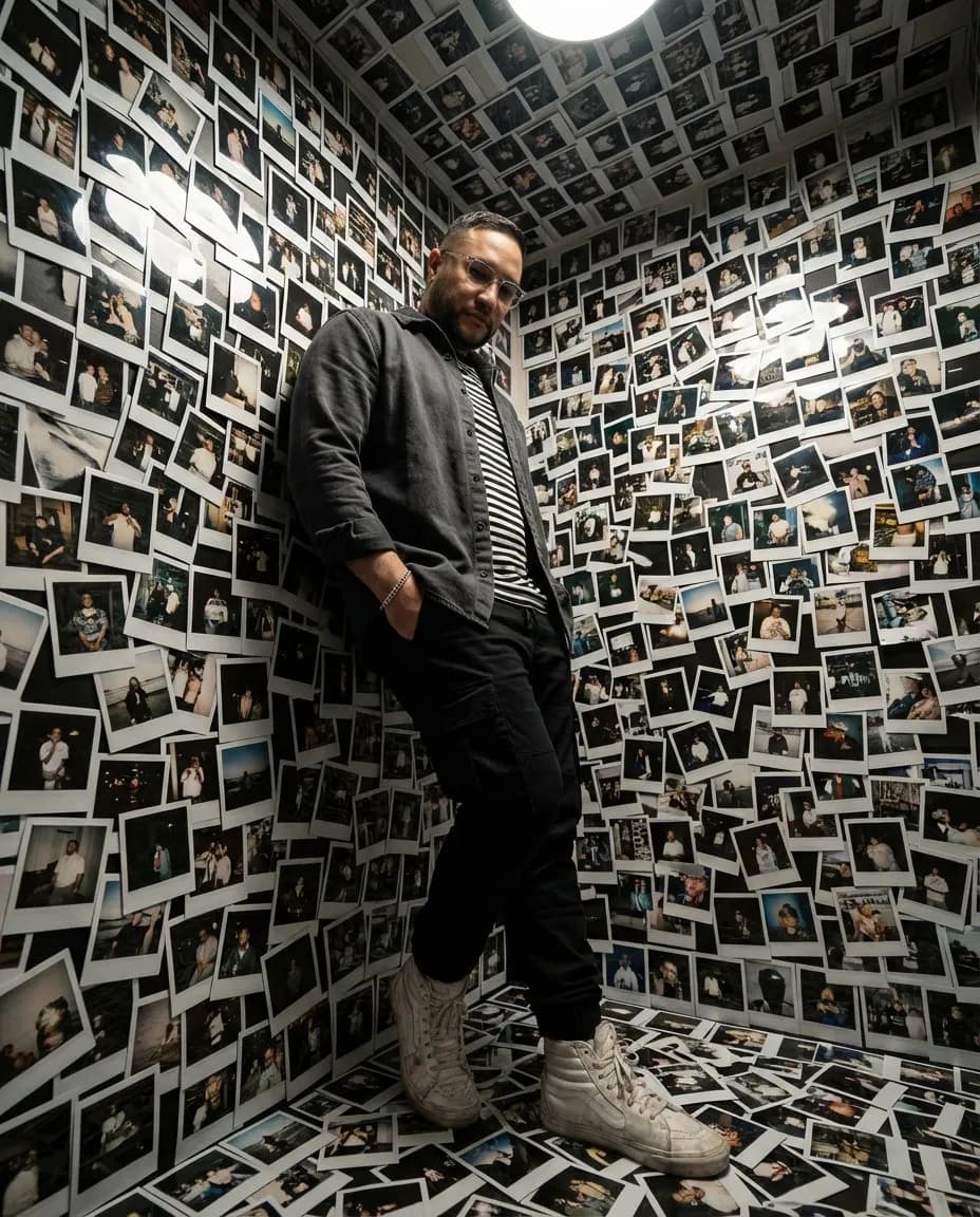 Cinematic Ultra-Realistic Polaroid Collage Portrait Photography