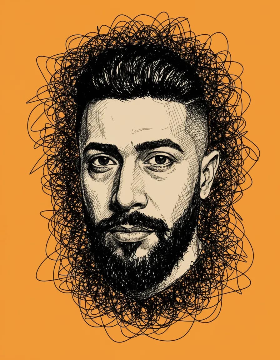 Chaotic Ink Scribble Poster Portrait