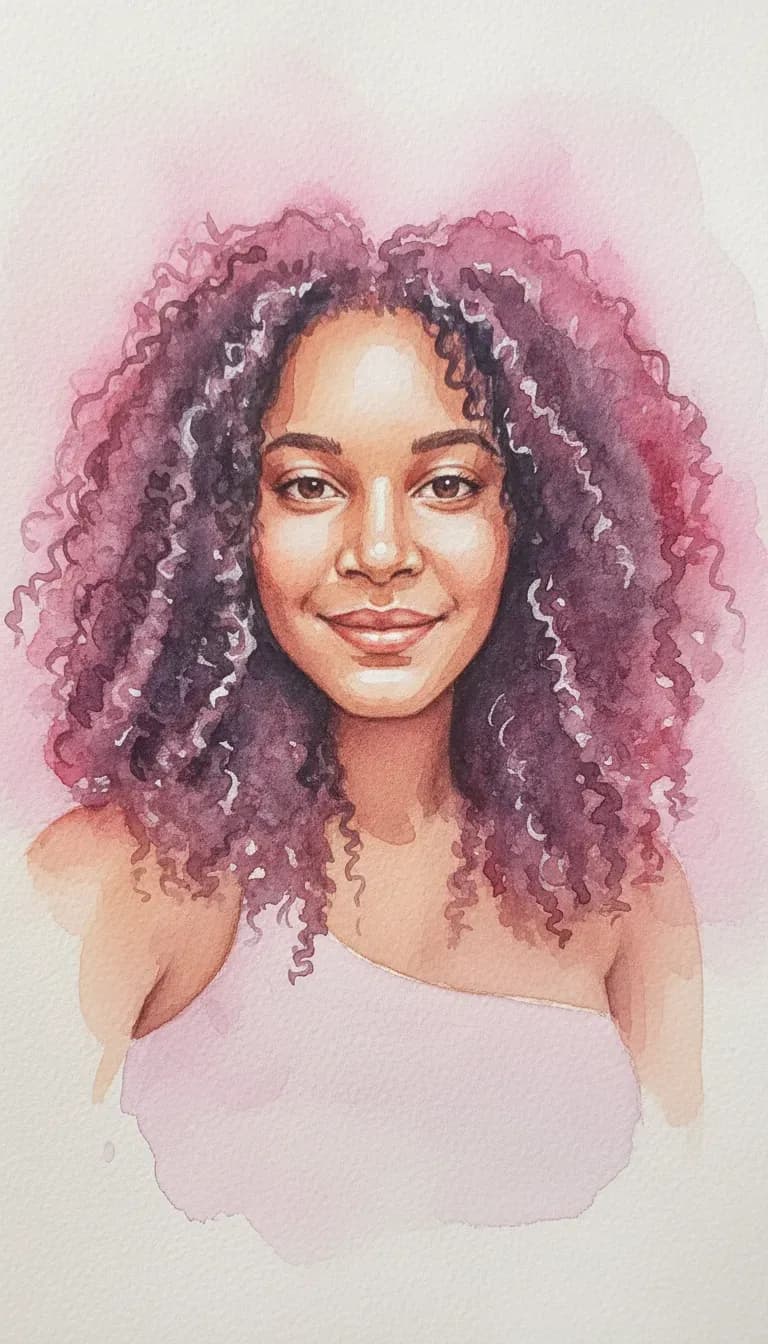 Soft Watercolor Portrait with Delicate Pastel Wash