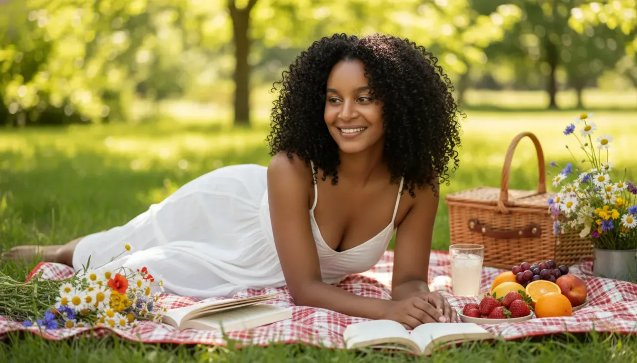 Summer Picnic Lifestyle Portrait in Golden Sunlight