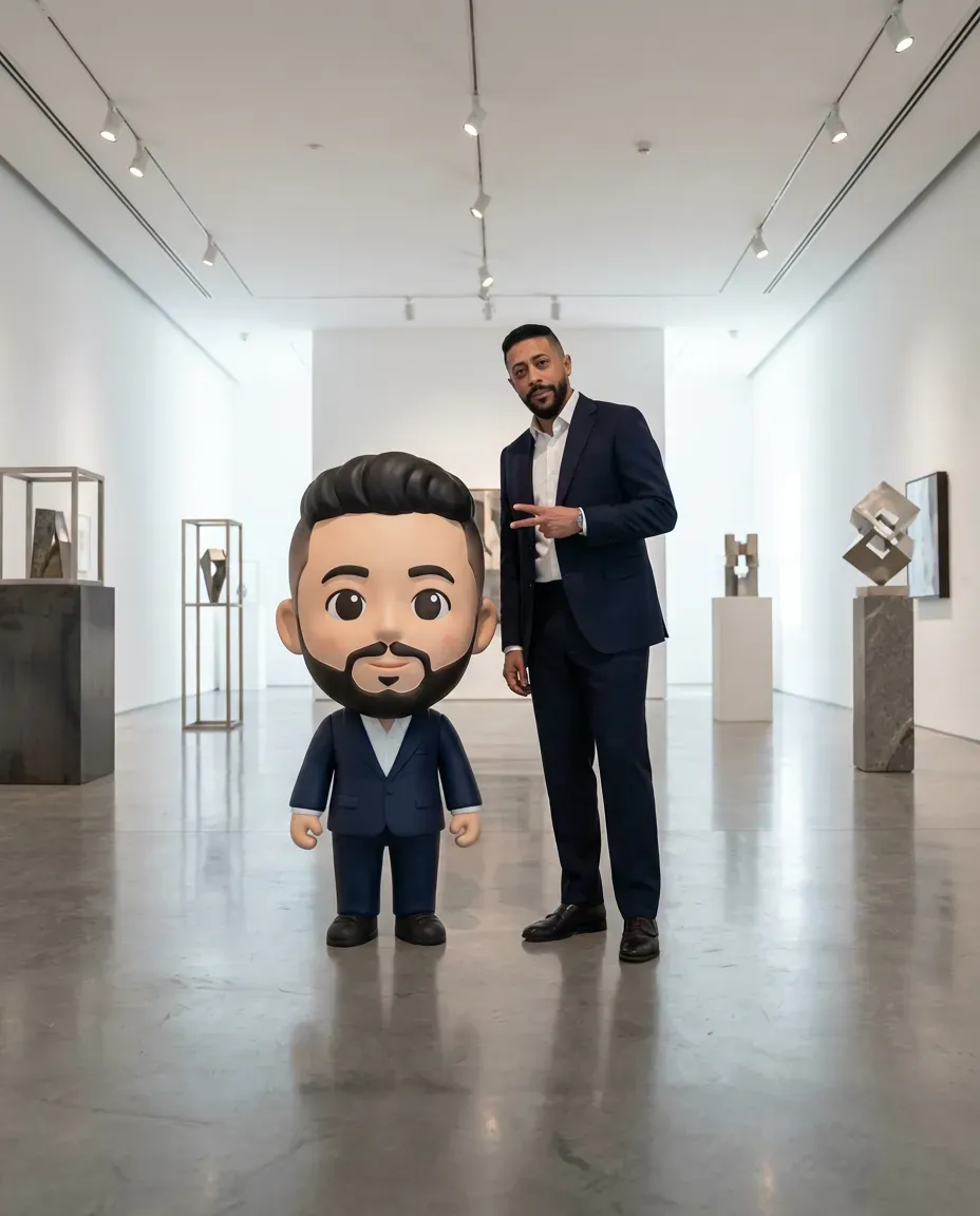 Art Gallery Scene with Stylized Toy Statue Version