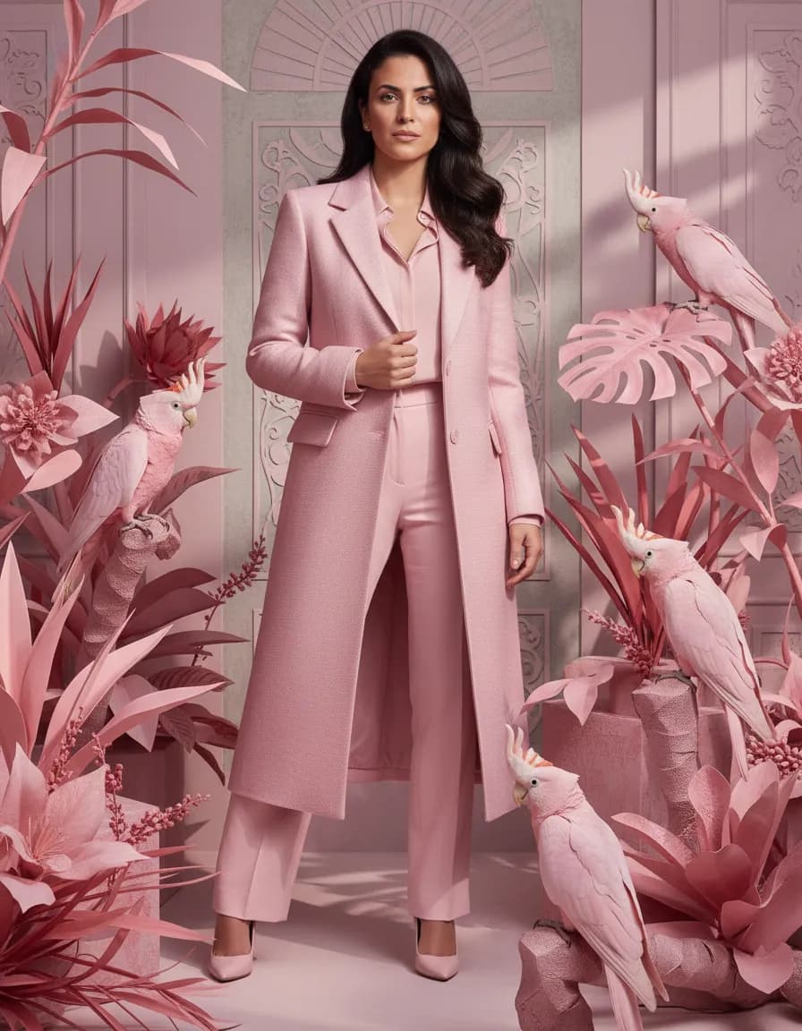 Surreal Monochromatic Pink Luxury Fashion Editorial Template