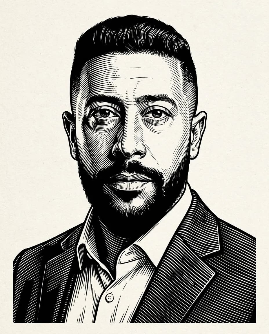 Monochrome Woodcut Portrait Engraving, Vintage Editorial Style - Imagem 1