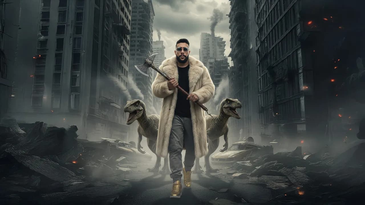 Dystopian Warrior with Velociraptors