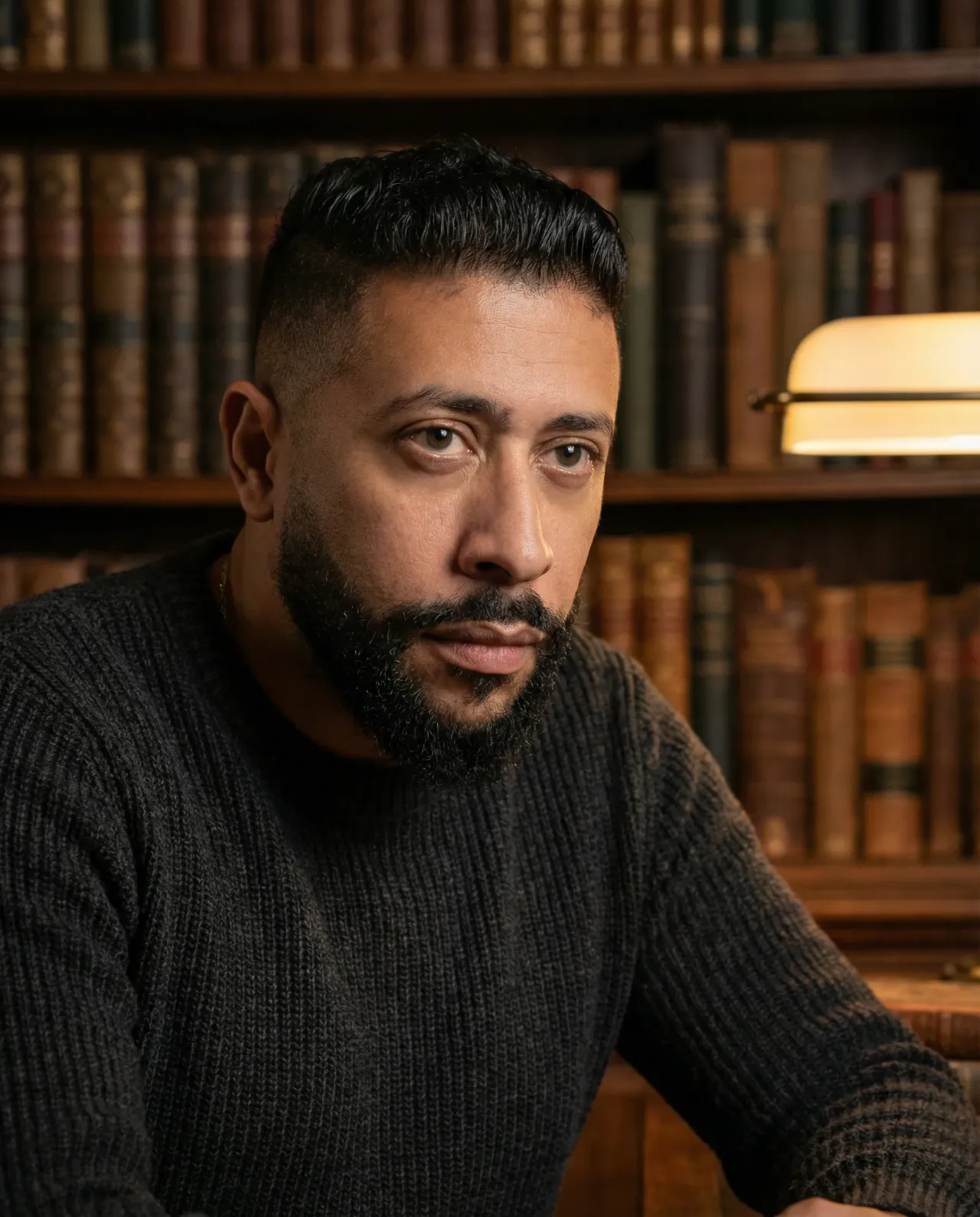 Timeless Intellectual Writer Library Portrait