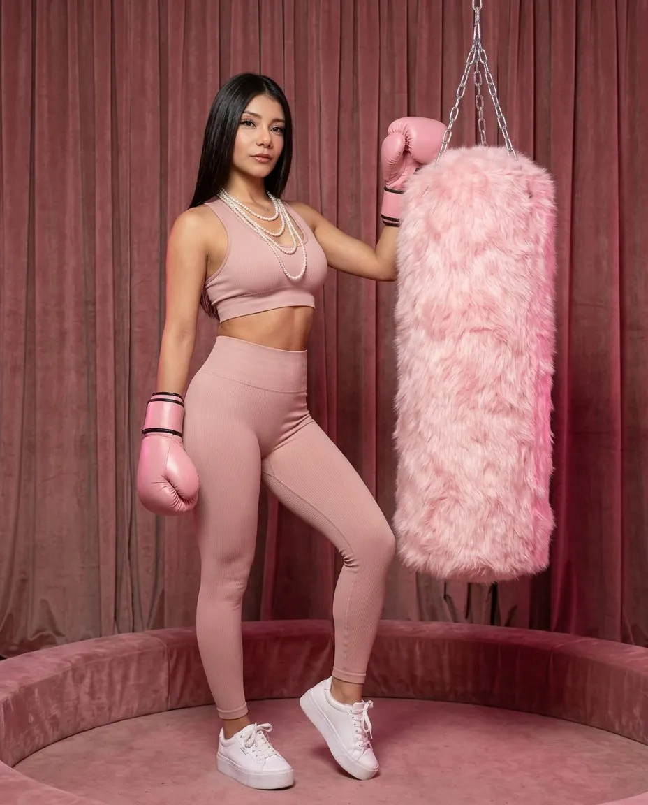 Photoreal Fashion Portrait: Barbiecore Pink Gym Editorial