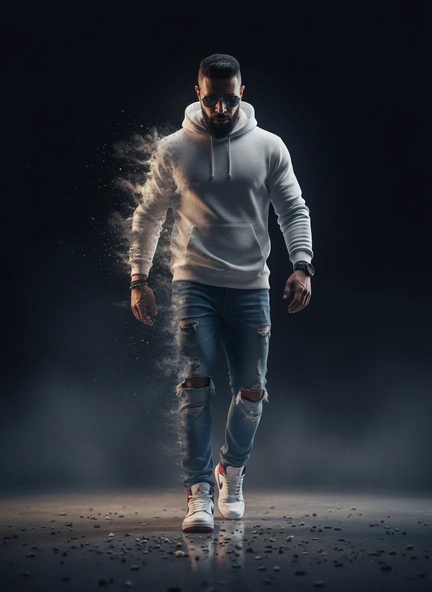 Cinematic Smoke-Dissolving Hero Shot